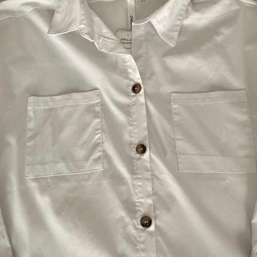 NY Collection Button-Up Blouse - Picture 2 of 4